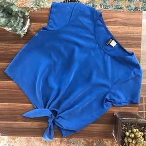 H&M Blue Front Tie Short Tee